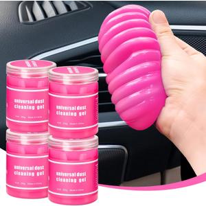 4 Pack Car Cleaning Gel, Pink Car Cleaning Putty, Universal Auto Detailing Tools Car Slime for Air Vent, Dashboard and Keyboard, Auto Accessories for Women (4 Pack(28oz))