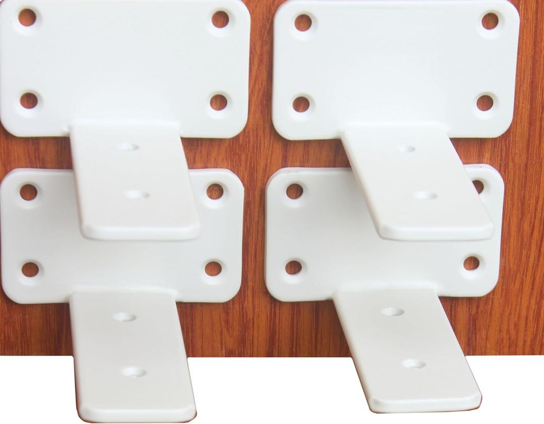 4 Pack - 4 inch White Hidden L Shelf Bracket (1/5 Inch Thicked) Iron Floating Shelf Brackets Rustic Industrial Metal Brackets for Shelf Support