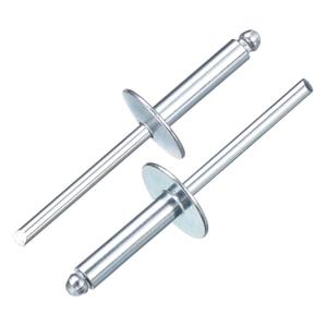 uxcell 100Pcs 3/16" x3/4" Aluminum Blind Rivets, Aluminum Grip and Steel Mandrel, Large Flange Fastener Rivets for Metal, Furniture, Automotive, Silver