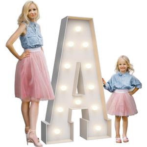 4FT Marquee Light Up Letters A,Party Decoration Large Marquee Letters with Weighted Water Bag,Pre-cut Foam Board Set Can Be Used for Birthdays,Weddings,Baby Anniversaries