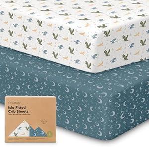 2-Pack Crib Sheets for Boys, Girls - Viscose Derived from Bamboo Fitted Crib Sheet, Baby Crib Sheets Neutral, Crib Mattress Sheet, Toddler Bed Sheets, Baby Sheets for Crib Fitted Sheets (Dragon Tale)