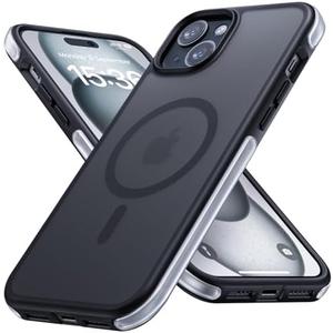 Pack of 2 Lamicall Magnetic Phone Case for iPhone 15 Plus for MagSafe - [18 FT Mil-Grade Drop Protection] Phone Case with Air Bumpers and Raised Edges, Shockproof Case for iPhone 15 Plus Phone Case, Black