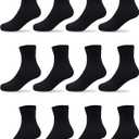 Duufin 12 Pairs Kids Socks Boys Girls Youth Mid Calf Casual Athletic School Dress Crew Socks for Boys Girls 10-15 Years