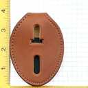 Perfect Fit Universal Oval Police Badge Holder Shield with Metal Belt Clip and Bead Chain Necklace, Hook and Loop Closure, Tan Leather