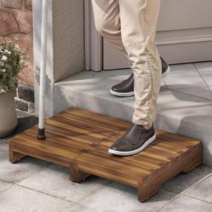 FANATU Wooden Platform Step Stool, 24.7" Step Platform for Adults & Elderly - Durable Mobility Stepping and Stair Assist Indoor & Outdoor, Heavy Duty/Non-Slip Step Stool for Handicap, Bedroom, Kitchen