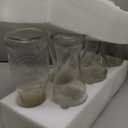 Glass Carafe Pitchers with Lids, Set of 6 1 Liter Embossed Designed Beverage Pitcher Carafe Set for Mimosa Bar, Juice Container for Brunch, Cold Water, Juice -With 6 Wooden Chalkboard Tags