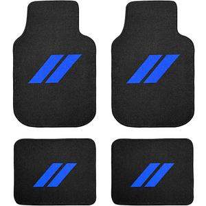 Dodge 4Pcs Car Floor Mats for Charger Durango Challenger Journey Non-Slip All Weather Waterproof Skin-Friendly Front & Rear Protector Liners Pad Polypropylene Material Blue Trim