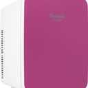 Cooluli 15L Mini Fridge for Bedroom - Car, Office Desk & College Dorm Room - 12v Portable Cooler & Warmer for Food, Drinks, Skincare, Beauty & Makeup - AC/DC Small Refrigerator with Glass Front, Pink