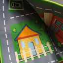 Car Rug Play Mat 4.5x6 Feet - Green Road Rug for Kids Boys Room, Fun Race Track Traffic Road Carpet for Boys Playmat Educational Learn, Car Carpet for Kids Room Decor Playmat Bedroom Playroom