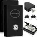 Reallnaive 2 Pack Metal Cash Box for Gamblers Portable Winner Bank Casino Cash Box with 2 Keys Pocket Sized Casino Money Safe Strongbox for Money Saving Gifts Go Home Travel(Black)