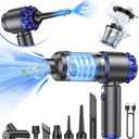 G-TING Handheld Car Vacuum Cleaner Portable Cordless 16000PA, 4 in 1 Air Duster and Vacuum Cleaner with LED Light and Multi-Nozzles, Mini Hand Held Vacuum Rechargeable for Home, Car, Pet, Office