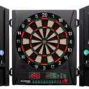 Arachnid Cricket Maxx 1.0 Electronic Dartboard Cabinet Set - Walnut Finish Doors - 34 Game Types with 183 Variations - Up to 8 Players - Includes Six Soft Tip Darts
