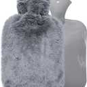 Hot Water Bottle with Cover, 2L PVC Hot Water Bag for Pain Relief, Menstrual Cramps, Hand & Feet, BPA Free Hot & Cold Compress for Women & Men