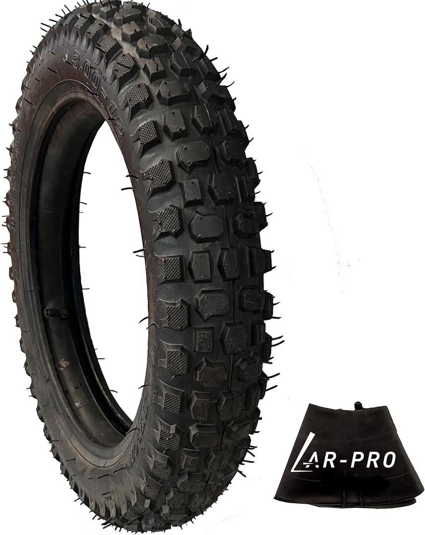 (1 Set) 3.00-12 Dirt Bike Tire and Inner Tube Set - Universal Replacement 80/200-12 Knobby Motocross Bike Tire and Tube for Honda CRF70F/XR70, Yamaha TTR 90, and More - With Vulcanized TR87 Valve Stem