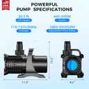 Pond Pump, 8500 GPH Adjustable Flow Submersible Water Pump with Filter Bag, Copper Motor, IPX8 Waterproof for Outdoor Koi Pond, Fountain, Waterfall, Hydroponics
