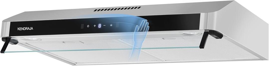 30 Inch Under Cabinet Range Hood | 400 CFM Stainless Steel | Convertible Ducted/Ductless | Touchless Gesture Control | Washable Grease Filters | 3 Speed Fan | LED Lighting - Kendraja