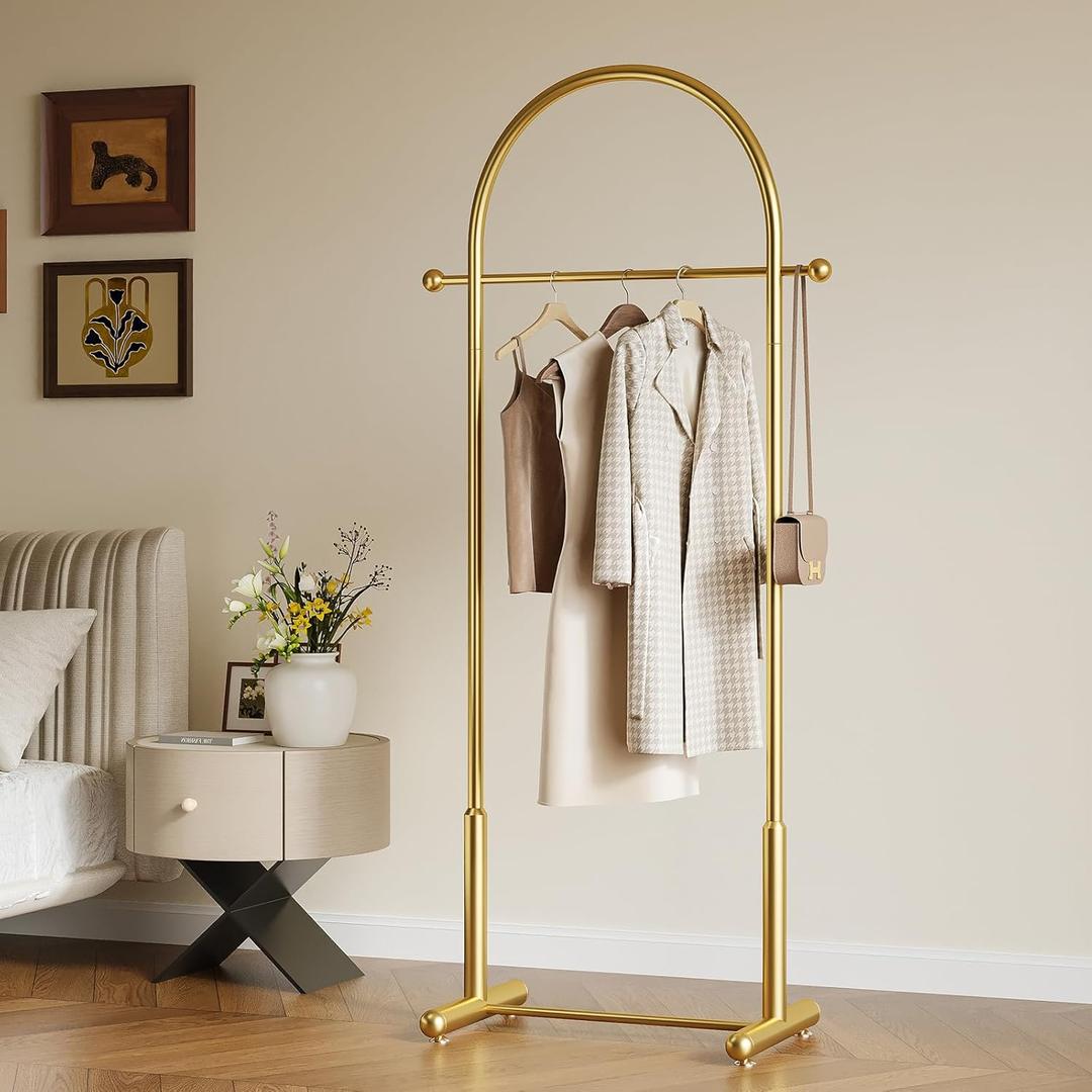 Modern Gold Arch Clothing Rack Freestanding Garment Rack for Hanging Clothes,Heavy Duty Coat Rack,Metal Small Clothes Rack for Bedroom,Closet or Boutique Display