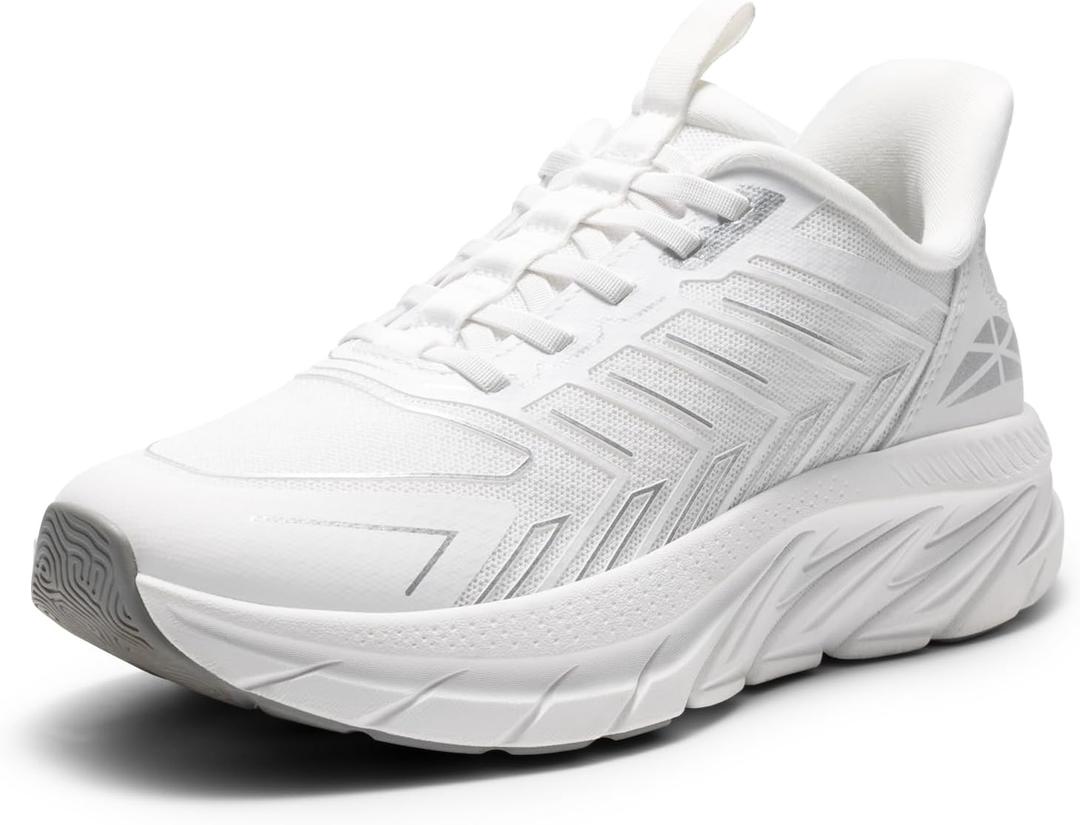 Women's Slip On Walking Shoes Running Comfortable Tennis Breathable Non Slip Athletic Gym Workout Cross Training Fashion Sneakers (9.5, White)