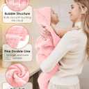 Muslin Hooded Baby Bath Towels - 3 Pack 100% Cotton Ultra-Soft Towels for Newborns, Infants, Toddlers - 32x32 Inch - Highly Absorbent, Quick-Dry Essentials for Bath Time, Beach, Pool, Pink Series