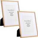 8x10'' Gold Rope Design Metal Picture Frames With Acid Free Mat for 5x7'' 2 Pack, Gold Photo Frame 7x5'' for Desktop Display Or Wall Hanging, Hi Quality Velvet Backing and Real Glass Front.