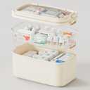 3-Tier Medicine Organizer & Empty First Aid Box for Home, Travel, Office Portable Medical Storage Container, Compact Plastic Pill Organizer for Emergency