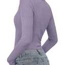 PRETTYGARDEN Womens Long Sleeve Shirts 2026 Ribbed Knit Slim Fitted Basic Tee Casual Going Out Tops Underscrubs Fall Clothing (Purple,X-Large)