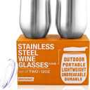 Stainless Steel Wine Glasses with Lid - 12 oz Double Wall Insulated Outdoor Wine Tumblers - 100% Unbreakable & Stemless Glass - Wine Tumbler Set for Outdoor : Wine, Coffee & Camping (2)