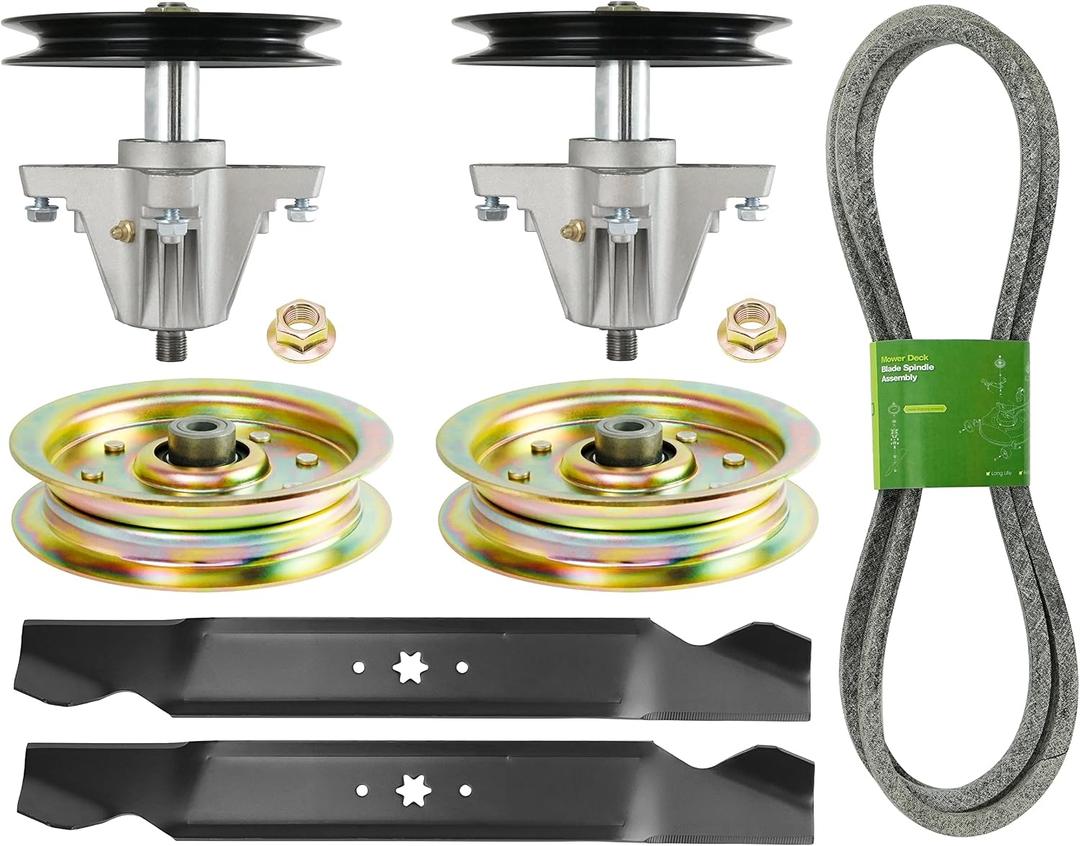 q&p 46" Mower Deck Rebuild Kit for Cub Cadet LTX1045 LTX1046 LTX1046V, 2 Spindles 618-04865 918-04865A, 2 Idler Pulleys 753-08171 756-04129, 1 Belt 754-04219, 2 Mower Blades 742-04244