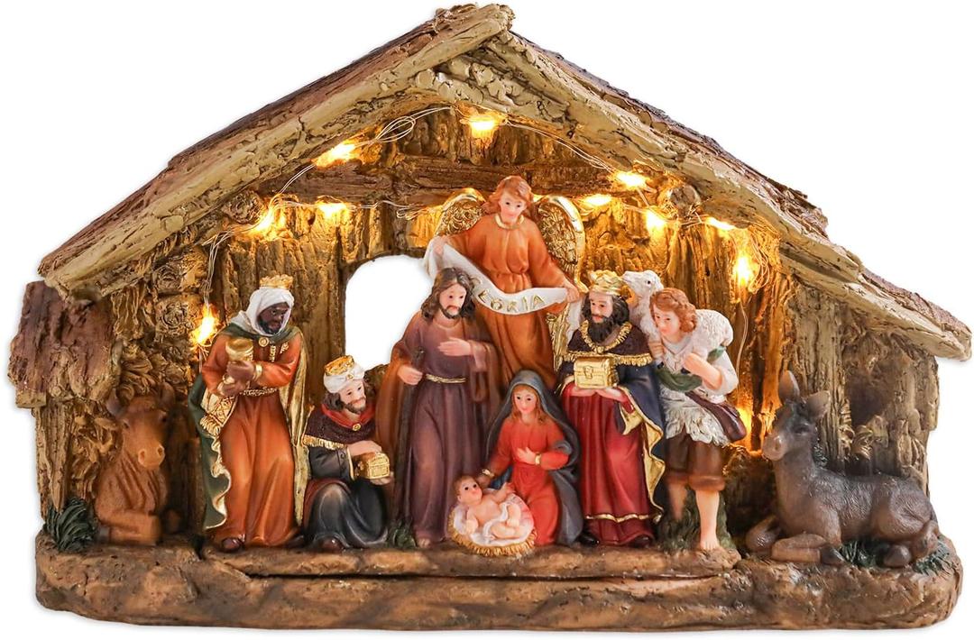 Nativity Sets 7 Inch Christmas Village Nativity Scene Indoor Manger Scene Christmas Village Xmas Tabletop Decorations Holiday Displays