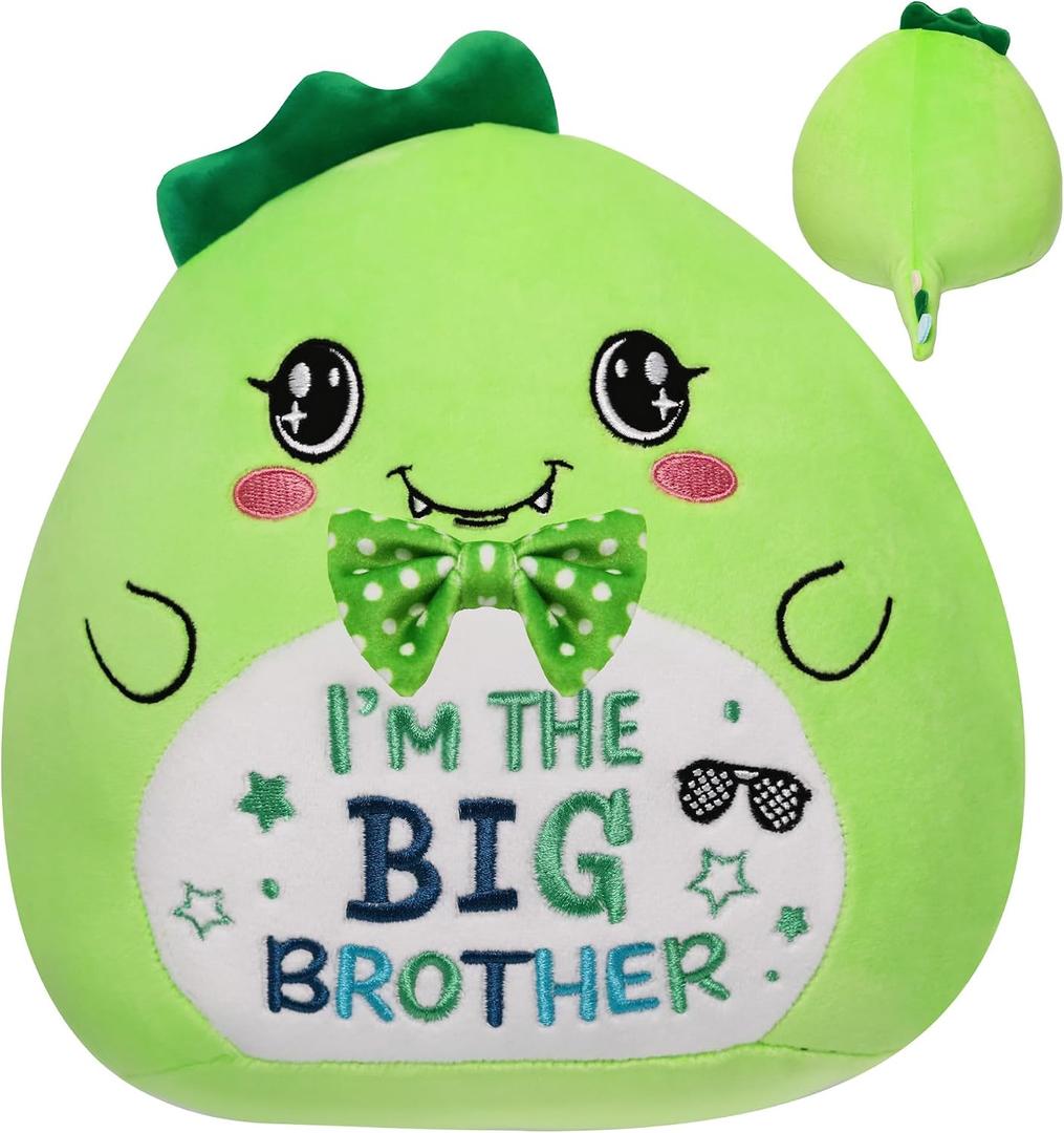Big Brother Gift Dinosaur Plush - Children‘s Day Boy Birthday Gifts Soft Dino Stuffed Animals Long Tail Green Realistic Dinosaur Plush Toys for Toddler Newborn First for Kids 9 Inch
