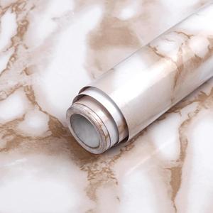 White and Yellow Marble Contact Paper Glossy Peel and Stick Wallpaper Countertop Furniture Waterpoof Self Adhesive Removable Wall Paper Kitchen Livingroom Bathroom Cabinet 23.6"x480"