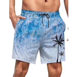 Lzzidou Men Swim Trunks with Mesh Liner 5 Inch Inseam Board Shorts Quick Dry Bathing Suit (Large)
