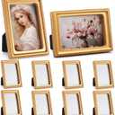 AceOrbit 10 Pcs Gold Mini Picture Frames Pack 2 x 3 Inch Small Vintage Antique Ornate Retro Baroque Photo Frames with Backboard for Wall Hanging Tabletop Display Wedding Christmas Decor (Rectangle)