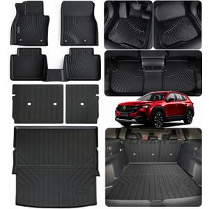 Floor Liners for Mazda CX50 2023 2024 2025 (Non Hybrid) & Cargo Liners & Backrest Mat,TPE All Weather Protection Car Floor Mats with Trunk Mat Covering The Backrest for CX-50