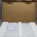 Modern Frame Clear Acrylic Freestanding Dog Gate - 32" Tall Extra-Wide Folding 4-Panel Pet Barrier for Doorways, Stairs & Large Openings, Indoor Fence for Small to Large Dogs & Cats