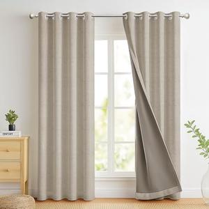 100% Blackout Thermal Curtains for Bedroom – 42x84 Inch, Noise-Reducing, Oeko-TEX Certified, Machine Washable, Grommet Panels for Home Insulation & Light Blocking, 2 Panels Linen
