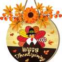 [ Timer ] Lighted Happy Thanksgiving Wreath Sign for Front Door Decor Turkey Maple Leaves Thanksgiving Wood Hanging Sign Battery Operated Warm Light Thanksgiving Decoration Indoor Outdoor Home