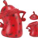 Canister with Attitude, Creative Forked Waist Jars with Lids, Retro Spotted Cup Food Cans Kitchen Storage Jars Airtight Canister for Tea Pot Desktop Cup Ornament(Red)