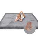 Large 79"x118" Baby Activity Play Mat for Floor,2" Extra Thick Elasti Foam Mat for Tummy Time &Crawling,Non-Slip Nursery Rug for Infants,Toddlers & Kids,Tatami Style for Classroom&Playroom (Dark Grey)
