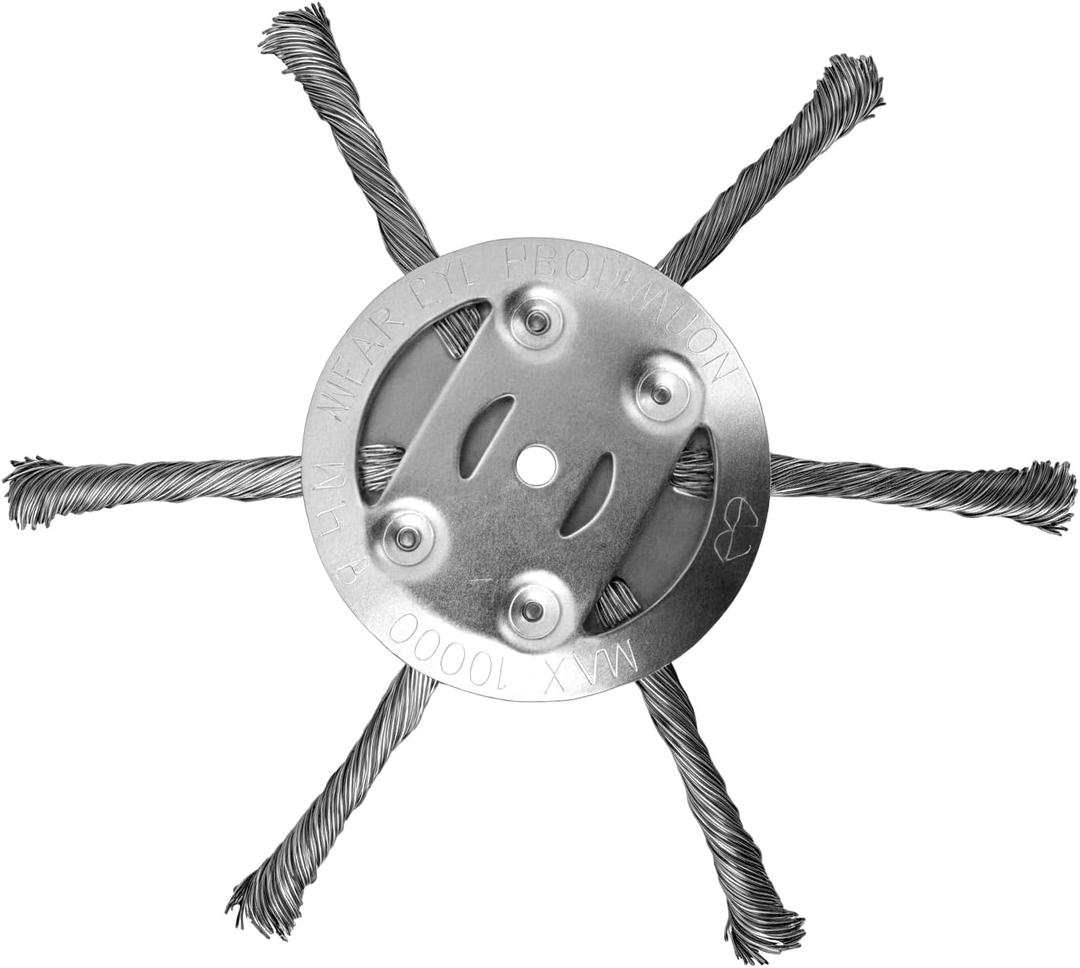 Steel Wire Grass Trimmer Head, 6 Inches String Trimmer Replacement Head, 2025 New Wire Brush Weed Trimmer Head Weed Remover Tool for Lawn Mower Tray, Spindle 0.2 inches (1pcs 6 Blade)