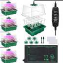 Seed Starter Tray with Heat Mat and Grow Light,5 Pack Seedling Starter Trays with Time Controller, Seedling Starter Tray with Adjustable Brightness, Seed Starting Kit with Adjustable Humidity