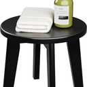Shower Shaving Foot Rest Stool,Bamboo Step Stool for Kids Adults Small Portable Wooden Stools for Inside Shower Sturdy Stepping Spa Bench 300 Lbs in Sink Bathroom Office Plant Stand 10inch (Round) (11.22x11.22x10.04, Black)