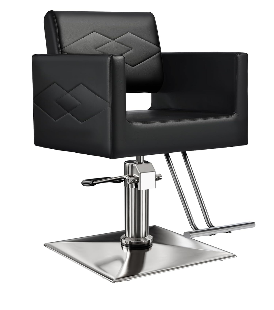 L'aimefois Salon Chair for Hair Stylist- 360° Swivel, Capacity 330 LBS with Heavy Duty Hydraulic Pump, Height Adjustable Barber Chair, for Barbershop, Home Hairdresser(Black)