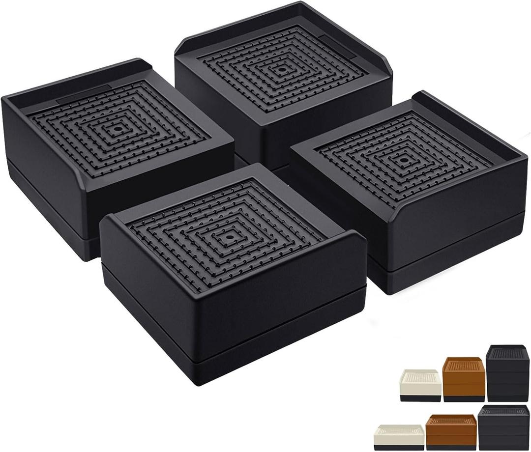 ANNKUT Bed Risers 1.5 inch Heavy Duty, Furniture Risers for Bed Sofa Table and Couch LiftingSquare Adjustable Risers Blocks, Support Up to 1,300 Lbs (4 Pack-Black)