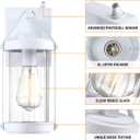LONEDRUID Dusk Dawn Sensor Outdoor Wall Sconce White Exterior Porch Lantern, 1 Pack