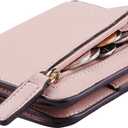 Toughergun Womens Small Slim Leather Wallet with RFID Protection, Compact Bifold Mini Purse with Clear ID Window (08 ReNapa Pink Champagne)