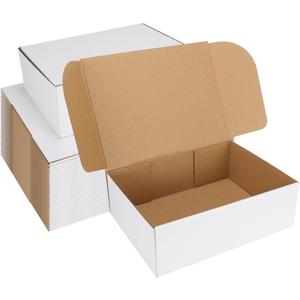 HORLIMER 12x9x4 Shipping Boxes Set of 25, White Corrugated Cardboard Mailer Box for Packing Small Business