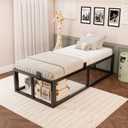 Bilily 18 Inch Twin Bed Frame with Steel Slat Support,Heavy Duty Metal Platform Bed Frame Twin Size Mattress Foundation,No Box Spring Needed,Easy Assembly,Noise Free,Black