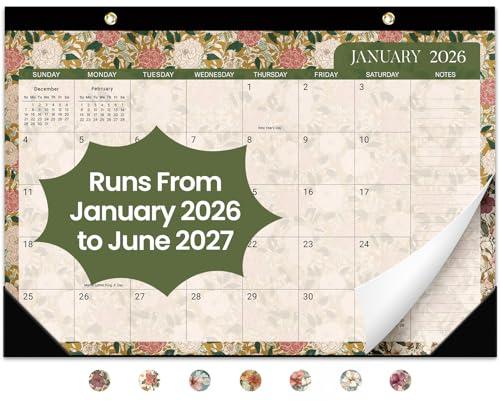 Desk Calendar 2026-2027, 18-Month Calendar Runs from January 2026 to June 2027, 17" x 12" Desktop or Wall Calendar, Perfect Monthly Calendar Planner for Home, Office, or School - Garden Repose, 1pcs