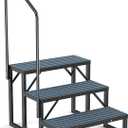 RV Steps Spa Steps with Handrail - 3 Step Hot Tub Steps Trailer Steps Mobile Home Stairs for 5th Wheel RV, Trailer, Hot Tub, Pool, Porch with Non-Slip Mats